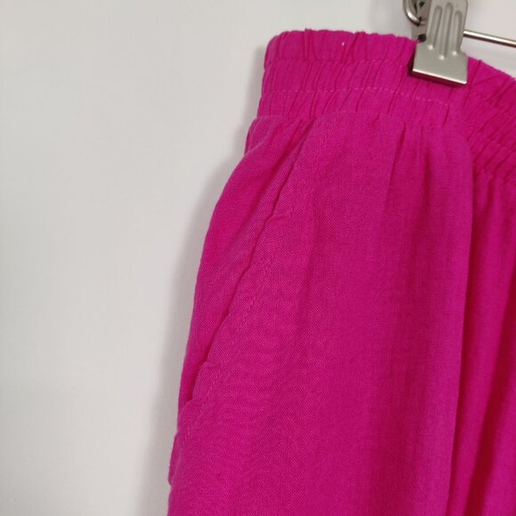 Stars Above Women's Pink Palazzo Pants Size Large Linen Barbiecore Beach Summer - Picture 3 of 10